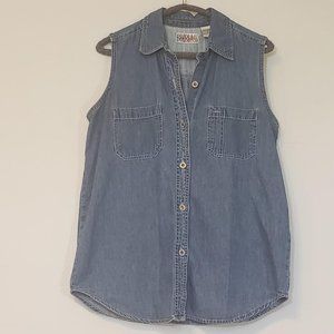 Button up denim tank top, size S